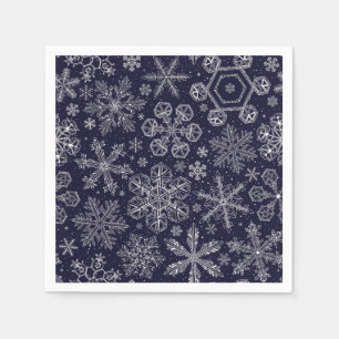 White Snowflakes on blue Napkin