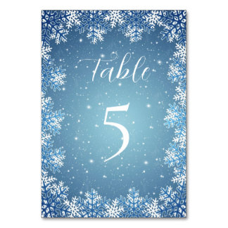 White Snowflakes on Blue  Table Number
