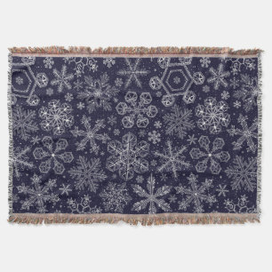 White Snowflakes on blue Throw Blanket