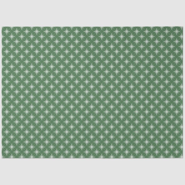 White Snowflakes on Green Holiday Tissue Paper (Front)