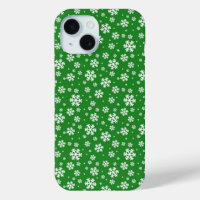White Snowflakes on green Winter Pattern