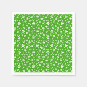 White Snowflakes on Green Winter Pattern Napkin