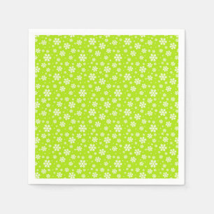 White Snowflakes on Green Winter Pattern Napkin
