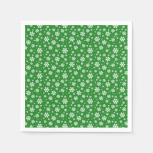White Snowflakes on green Winter Pattern Napkin
