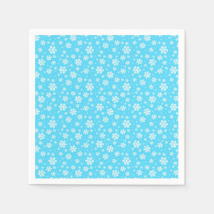 White Snowflakes on Light Blue Winter Pattern Napkin