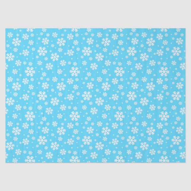 White Snowflakes on Light Blue Winter Pattern Tissue Paper (Front)