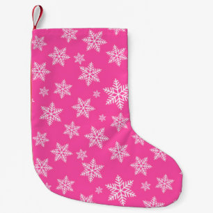 White Snowflakes on Pink Winter Pattern Small Christmas Stocking