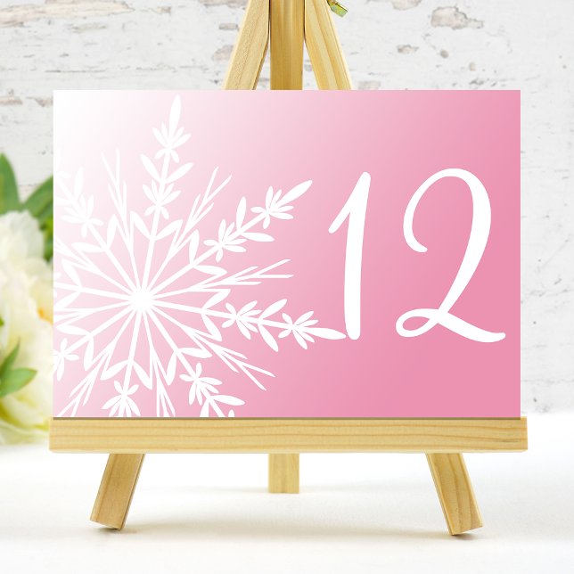 White Snowflakes on Pink Winter Table Numbers (Creator Uploaded)