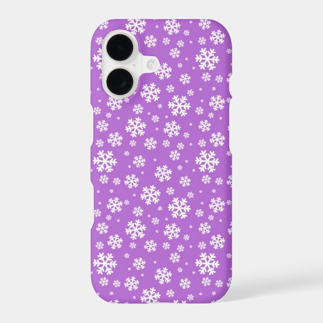 White Snowflakes on Purple Winter Pattern iPhone Case (Back)