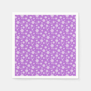 White Snowflakes on Purple Winter Pattern Napkin
