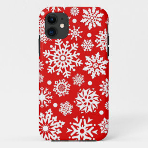 White snowflakes on red iPhone 11 case