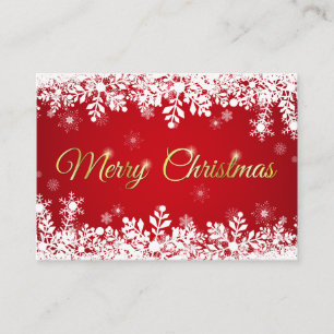 White Snowflakes on Red Merry Christmas Enclosure Card