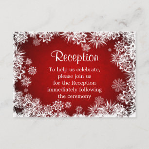 White snowflakes on red Reception Invite