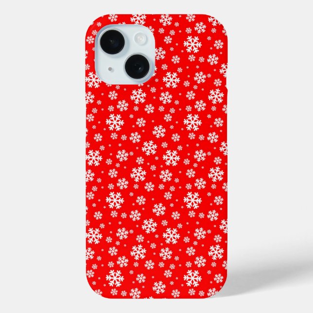 White Snowflakes on Red Winter Pattern Case-Mate iPhone Case (Back)