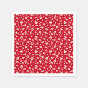 White Snowflakes on red Winter Pattern Napkin