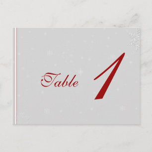 White Snowflakes on Silver Wedding Table Number Postcard