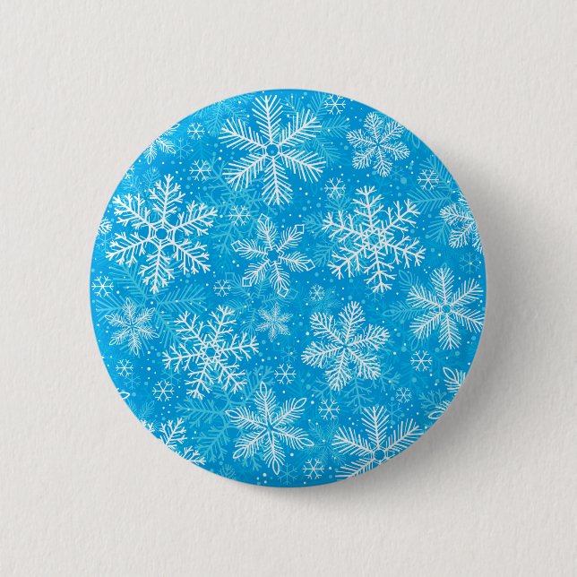 White snowflakes pattern 6 cm round badge (Front)