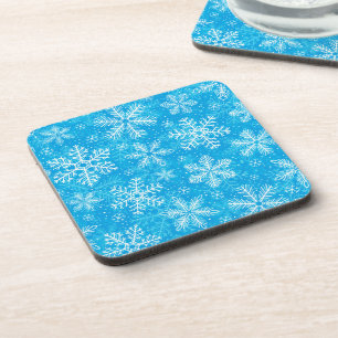 White snowflakes pattern coaster