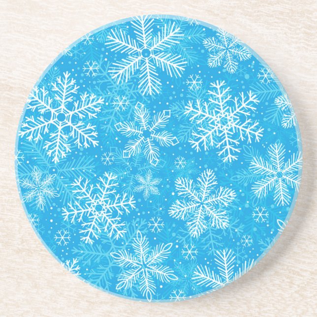 White snowflakes pattern coaster (Front)