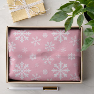 White Snowflakes Pattern On Light Pink Background Tissue Paper