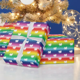 White Snowflakes, Pride LGBTQ rainbow colours Wrapping Paper