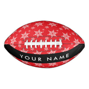White Snowflakes, Red, Your name, Personalise Football
