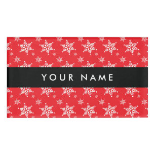 White Snowflakes, Red, Your name, Personalise Name Tag