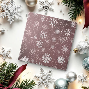 White Snowflakes Rose Pink Tile