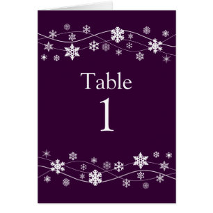 White Snowflakes Table Number Seating Cards