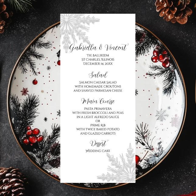 White Snowflakes Winter Wedding Menu (Creator Uploaded)