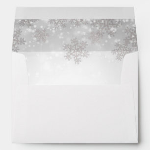White Snowflakes Winter Wonderland Wedding Envelope