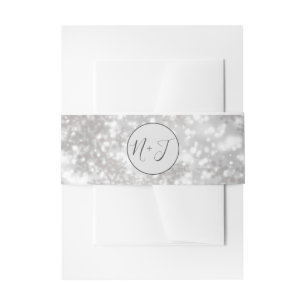 White Snowflakes Winter Wonderland Wedding  Invitation Belly Band
