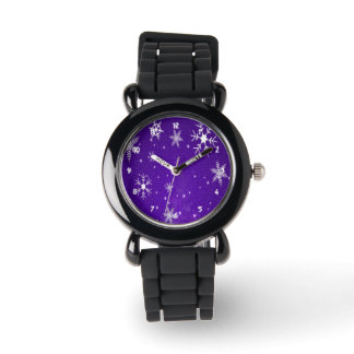 White Snowflakes with Blue Background Watch