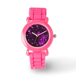 White Snowflakes with Purple Background Watch