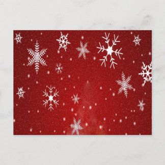 White Snowflakes with Red Background Postcard