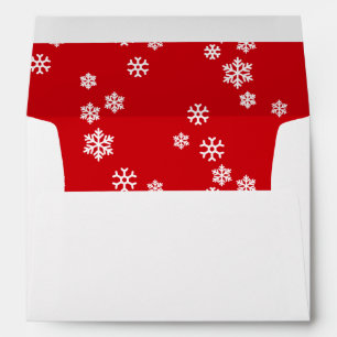 White Snowflakes with Red Inside Holiday Theme Envelope