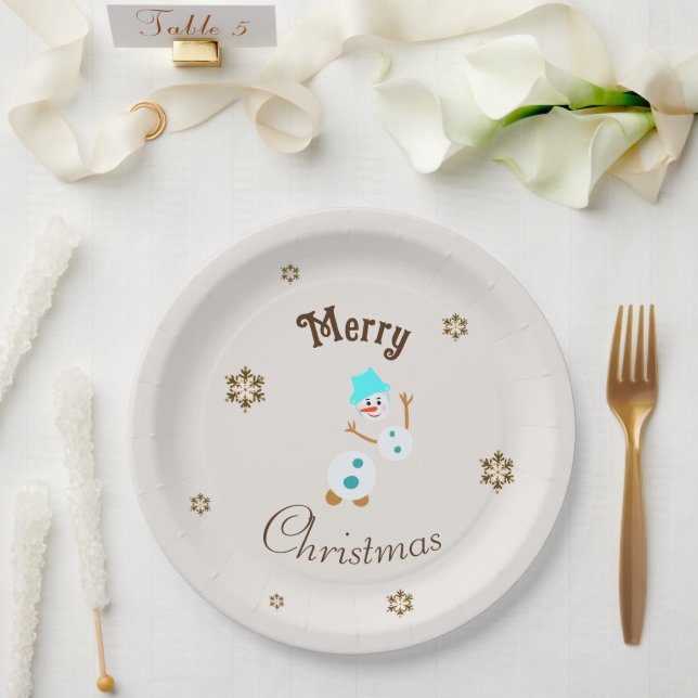 White snowman paper plate (Wedding)