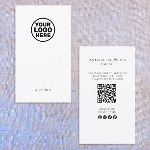 White Social Media QR Code Add Logo Business Card