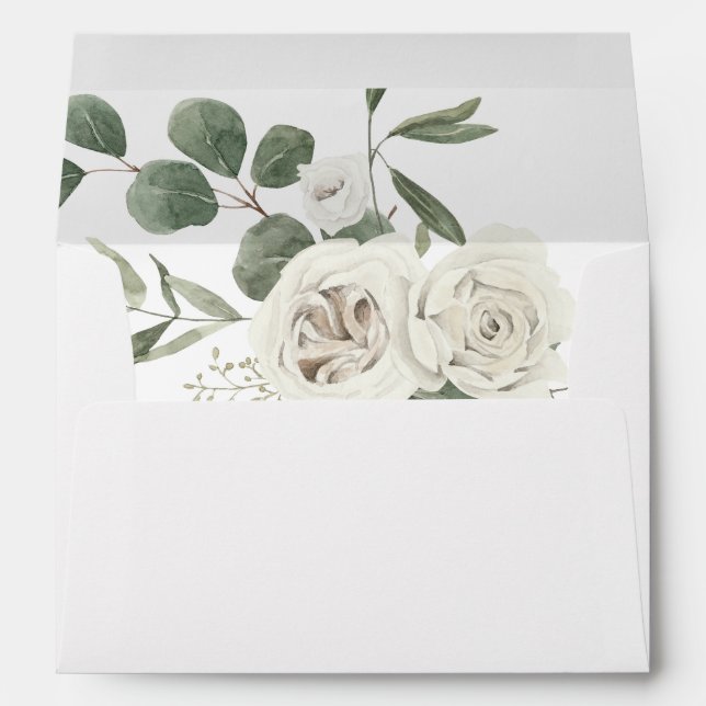 White Soft Floral & Eucalyptus 2 Envelope (Back (Bottom))