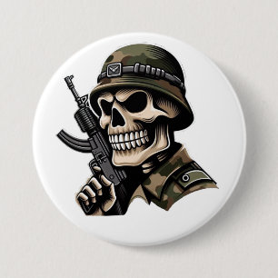 White soldier skull 7.5 cm round badge