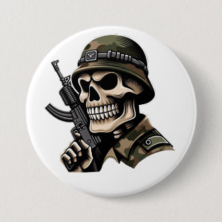 White soldier skull 7.5 cm round badge