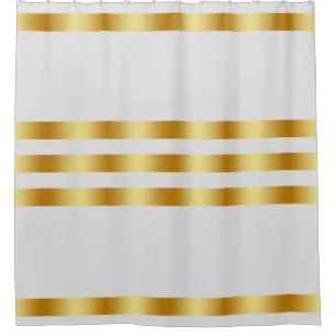 White Solid Colour Gold Badge Personalised Custom  Shower Curtain