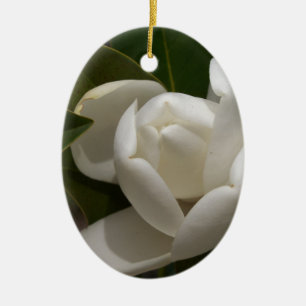 white southern magnolia flower bud ceramic tree decoration