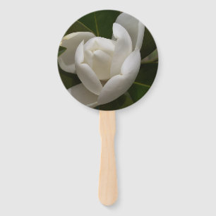 white southern magnolia flower bud hand fan