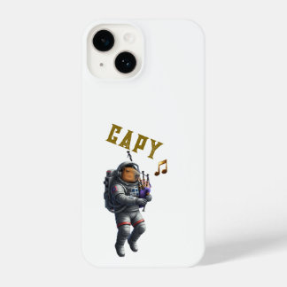 White Space Astronaut Capybara Playing Bagpipes iPhone 14 Case