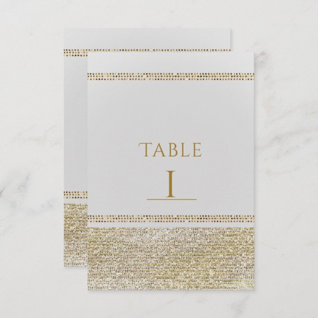 White & Sparking Gold Glam Chic Party Table Number (Front/Back)