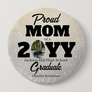 White Sparkle Background Proud Mum Grad Round 10 Cm Round Badge