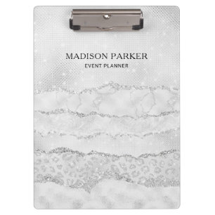 White Sparkle Glitter Clipboard