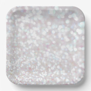 White Sparkle Paper Plate