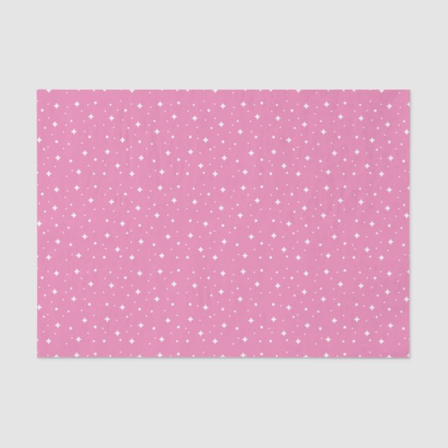 White Sparkling Stars on Pretty Pink Tissue Paper (Front)
